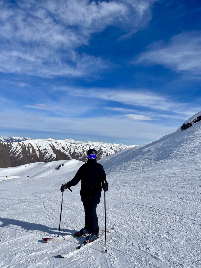 Blue Bird Days Designer on the slopes.